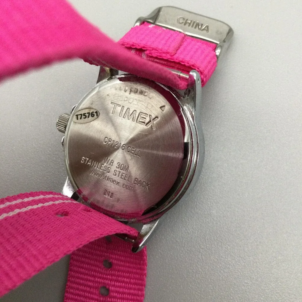 Timex Girls Watch 31mm Floral Dial Pink Nylon Indiglo WR 30M New Battery